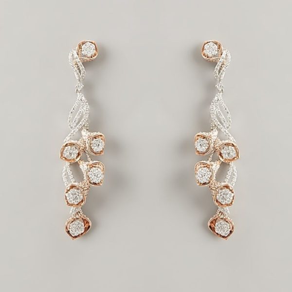 Rose Gold Finish Chandelier Earrings In Sterling Silver